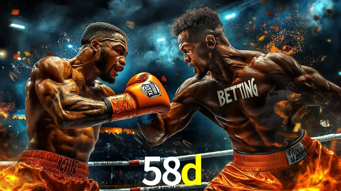 Dois boxeadores em uma luta intensa e explosiva, representando a adrenalina e as oportunidades de apostas em esportes de combate disponíveis na plataforma 58d.